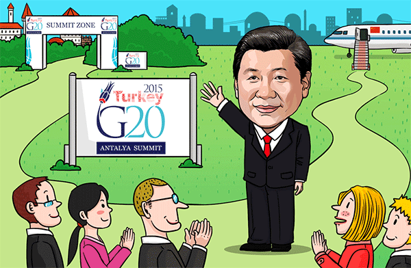 Cartoon commentary, President Xi's at G20 Summit①: Contributing Chinese wisdom to G20