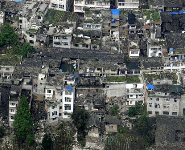 Aerial view of quake-striken Ya'an