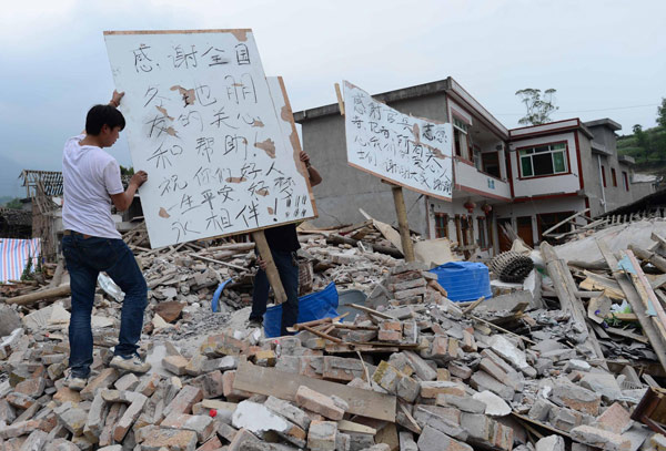 Locals show gratitude for help in quake zone