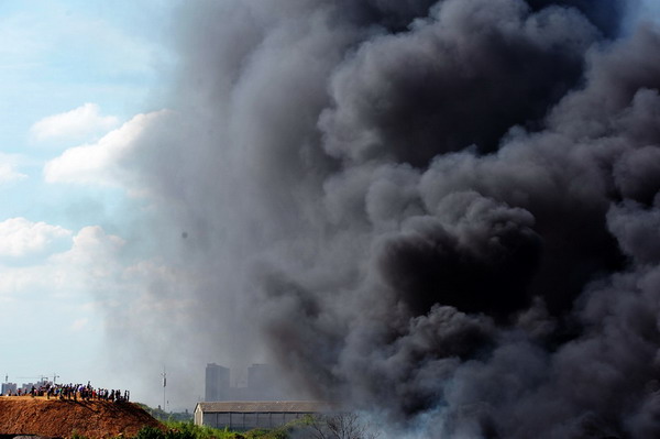 Warehouse fire in Central China