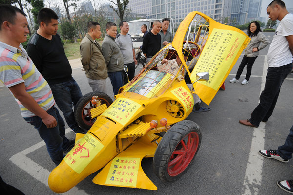 Sports car made from junk dazzles onlookers