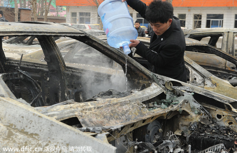 Parking lot fire destroys 70 cars worth 20m yuan