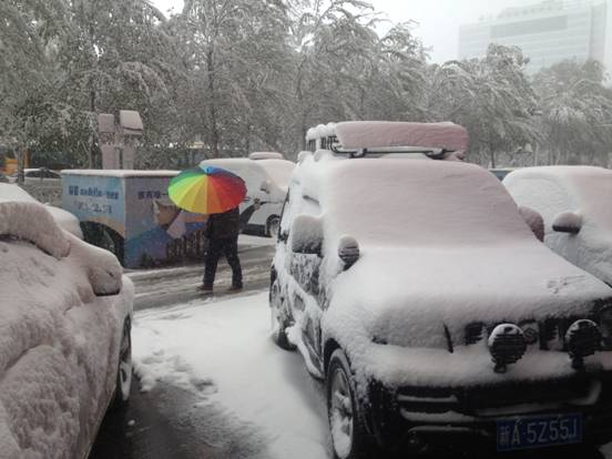 Snow brings chill to Urumqi