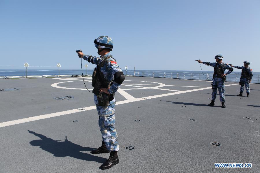 Chinese navy soldiers in escort missions