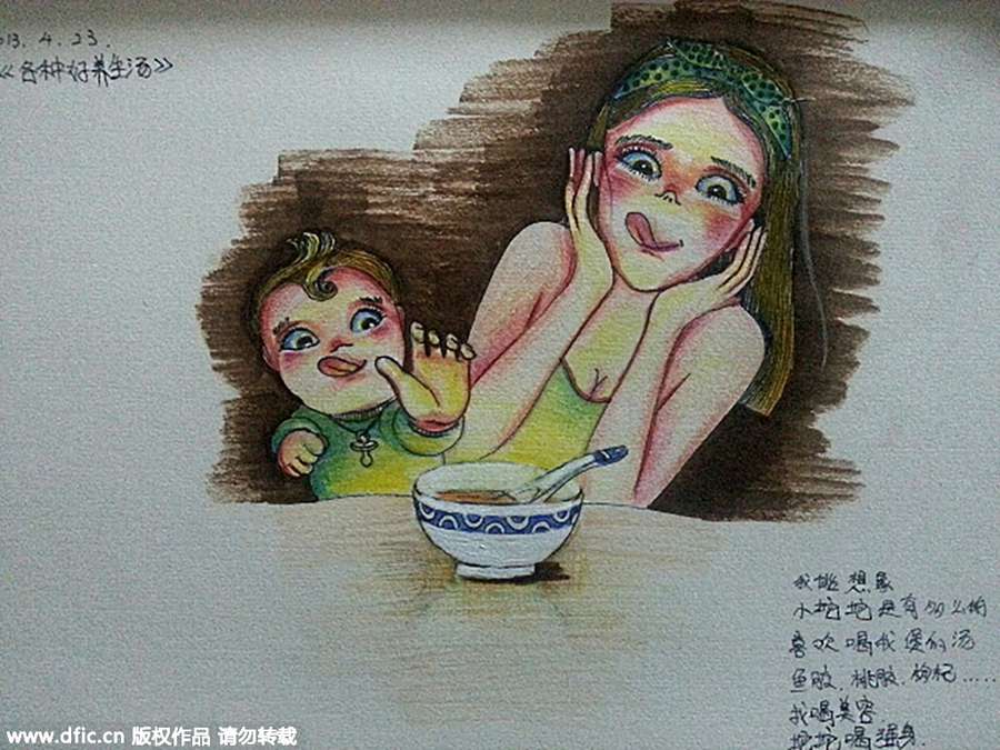 Mother illustrates her pregnancy