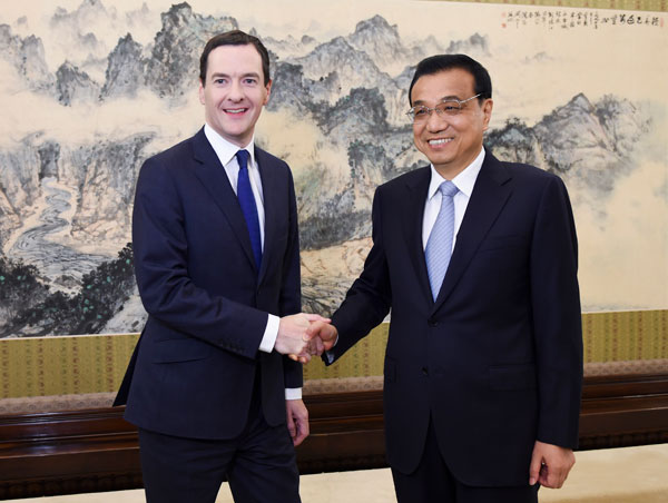 Chinese premier meets British chancellor