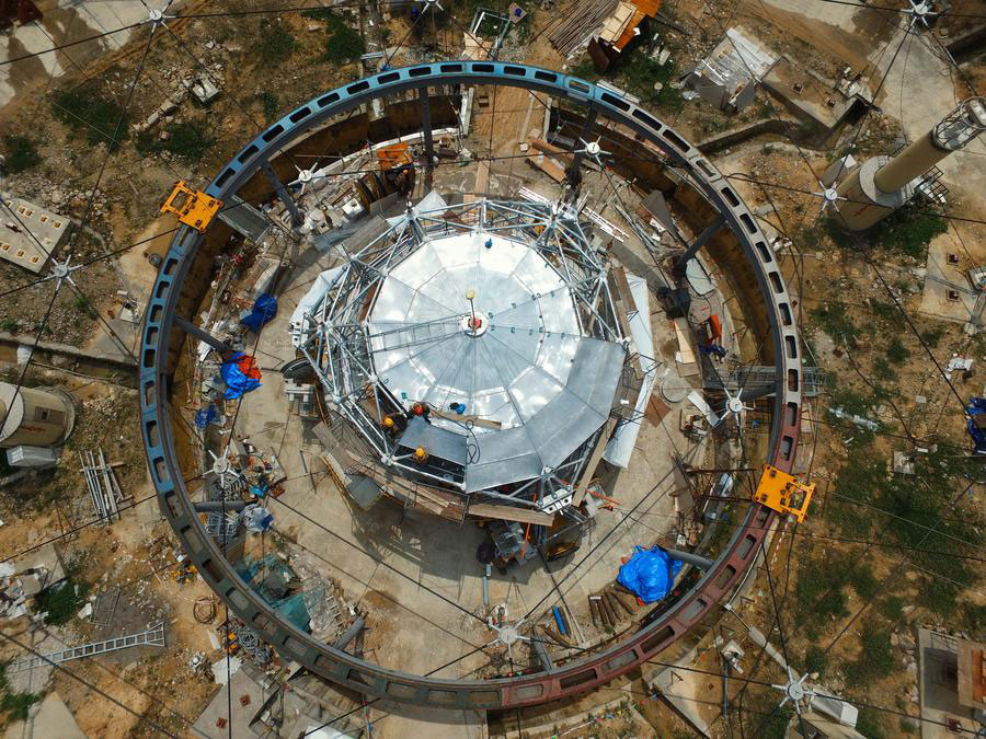 Installation of largest single-aperture spherical telescope to finish