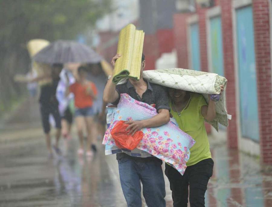 Sports venue turns makeshift shelters as Typhoon Nida lashes Shenzhen