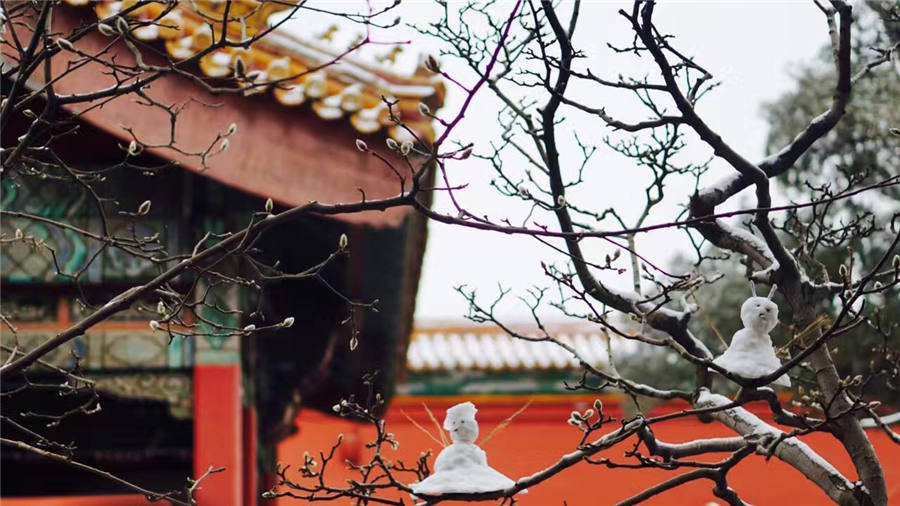 Spring snow blankets Forbidden City