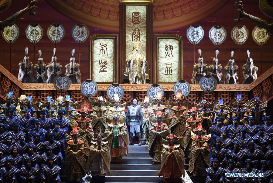 Actors perform opera Turandot in Beijing