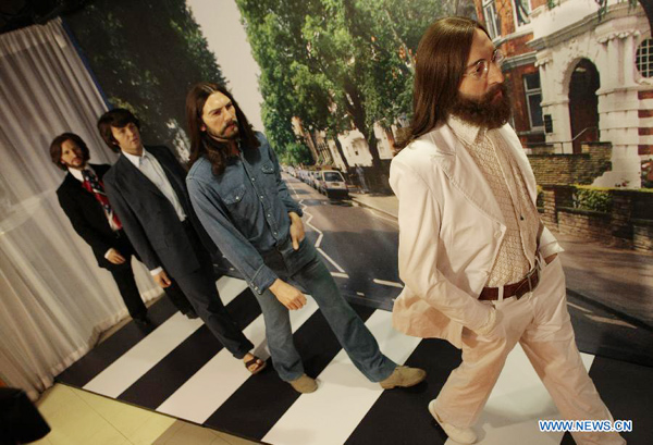 Beatles' wax figures exhibited to mark 50th anniversary of their first LP