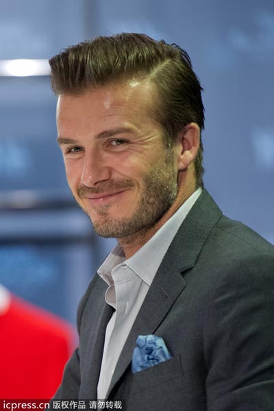 Beckham promotes clothing line in Beijing