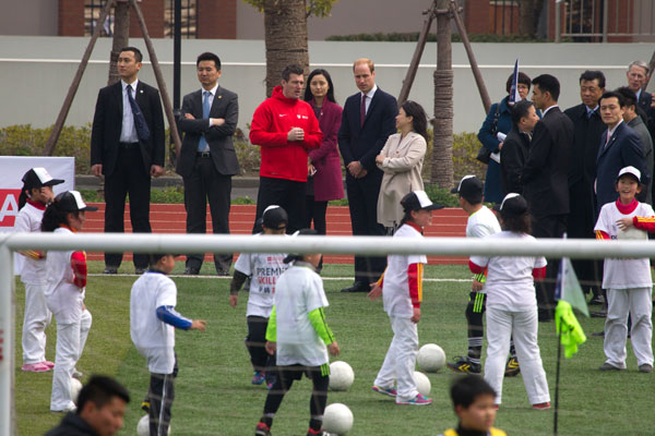 Prince William visits Premier League training camp in Shanghai