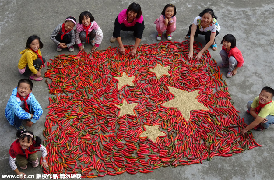 Creative giant flags celebrate National Day