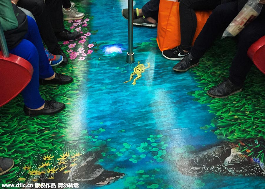 Subway graffiti takes passengers underwater