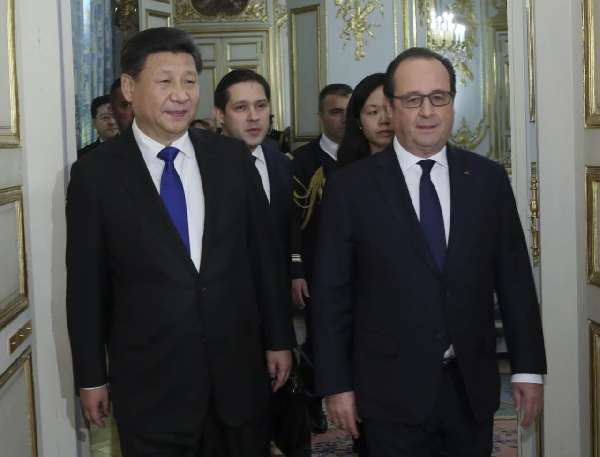 Chinese president meets French counterpart in Paris