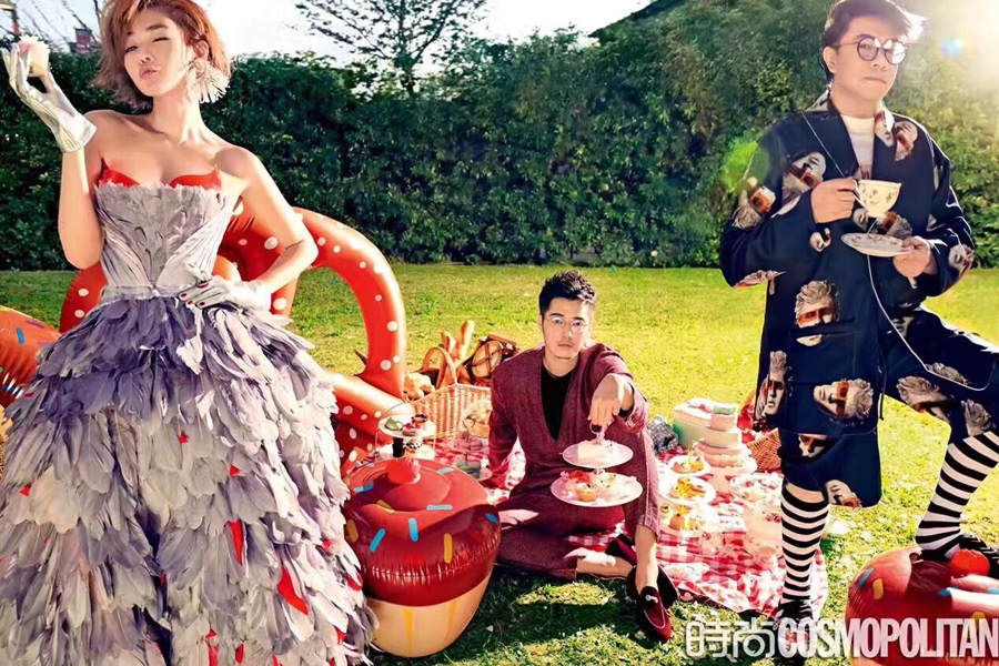 Taiwanese hosts Kevin Tsai and Dee Hsu pose for fashion magazine