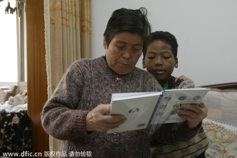 Shanghai woman and her black grandson