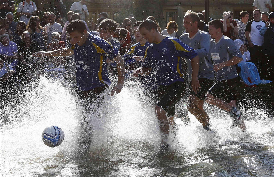 Annual river soccer match trots into village
