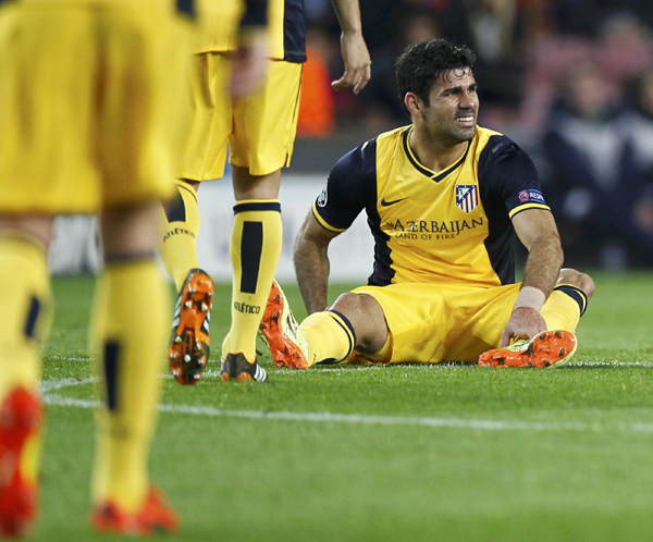 Atletico forward Costa suffers hamstring injury