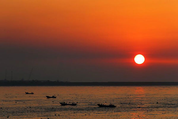 Sunset view at Tamsui District of Xinbei City, China's Taiwan