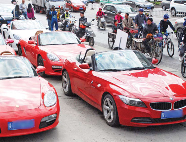 Luxury cars going west in China