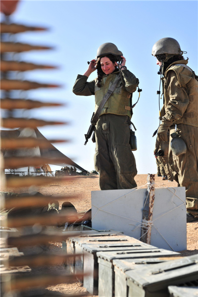 IDF female soldiers in shooting training