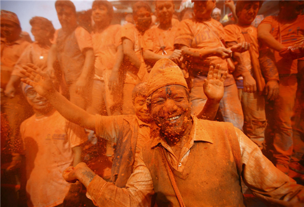 Nepalese celebrate vermillion powder festival