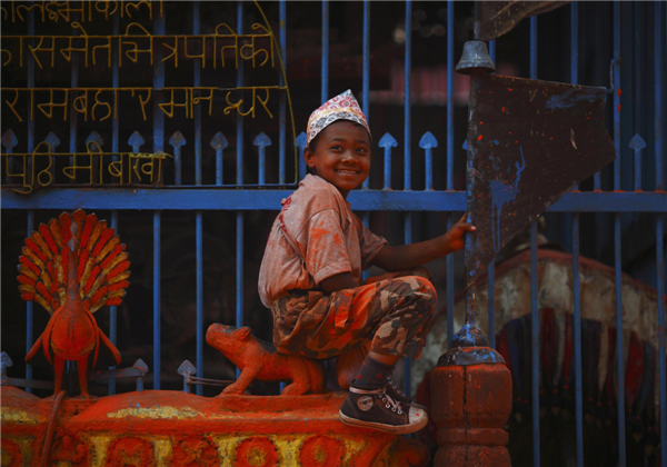 Nepalese celebrate vermillion powder festival