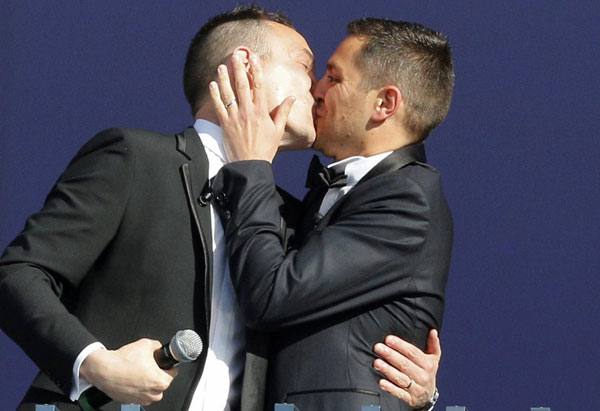 Vincent and Bruno tie the knot in France's 1st gay wedding
