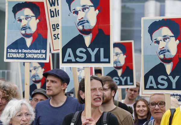 Rally held in support of Snowden in Berlin