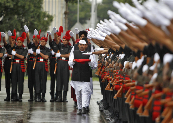 Indian army recruits take part in parade