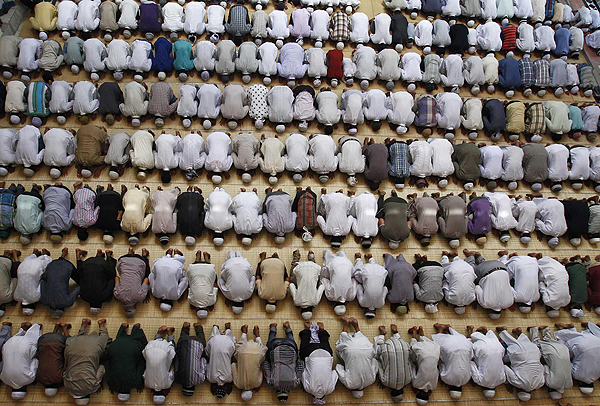 Muslim offer Friday prayers during Ramadan
