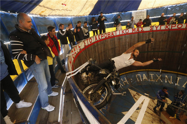 Motorcycle stunts in Greece