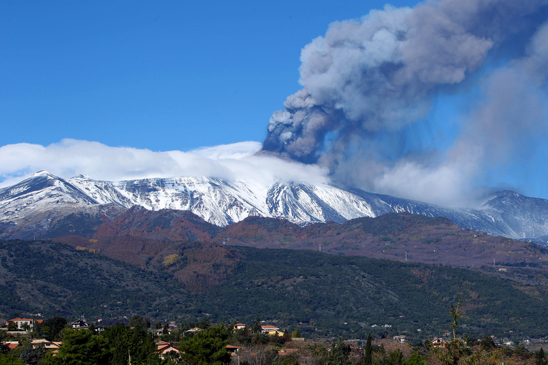 Mount Etna erupts, lighting up Sicilian sky