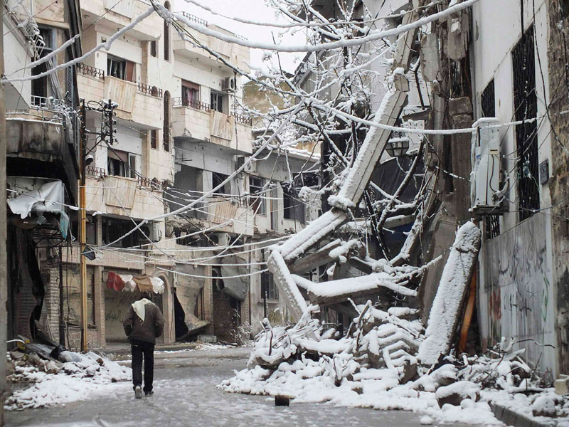 Snow sweeps across Syria and Lebanon