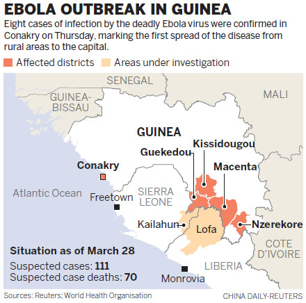 Guinea battles Ebola as virus spreads to capital
