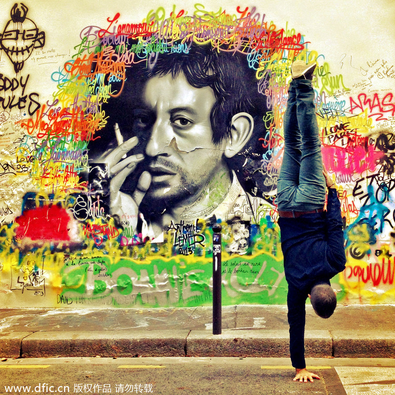 Breakdancer 'freezes' in front of Paris landmarks