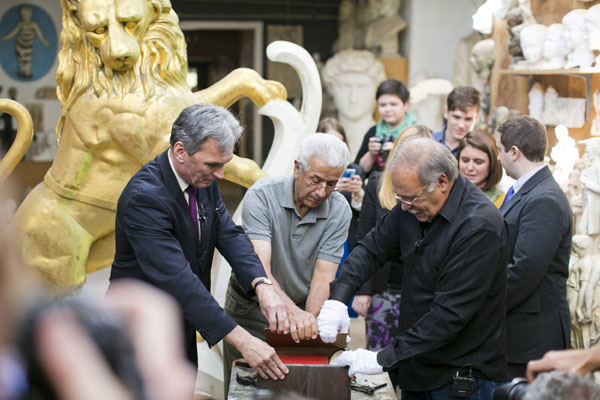 113-year-old time capsule found inside a lion statue in US