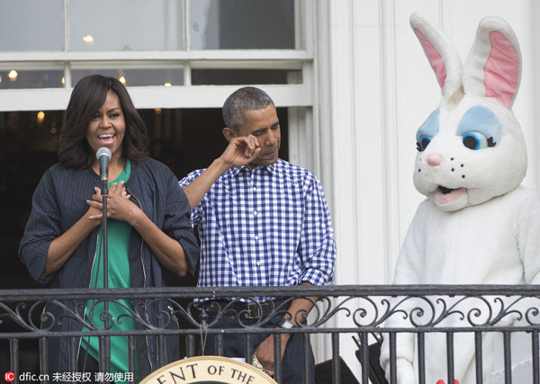 Beyonce, Easter Bunny highlight Obama's final egg roll