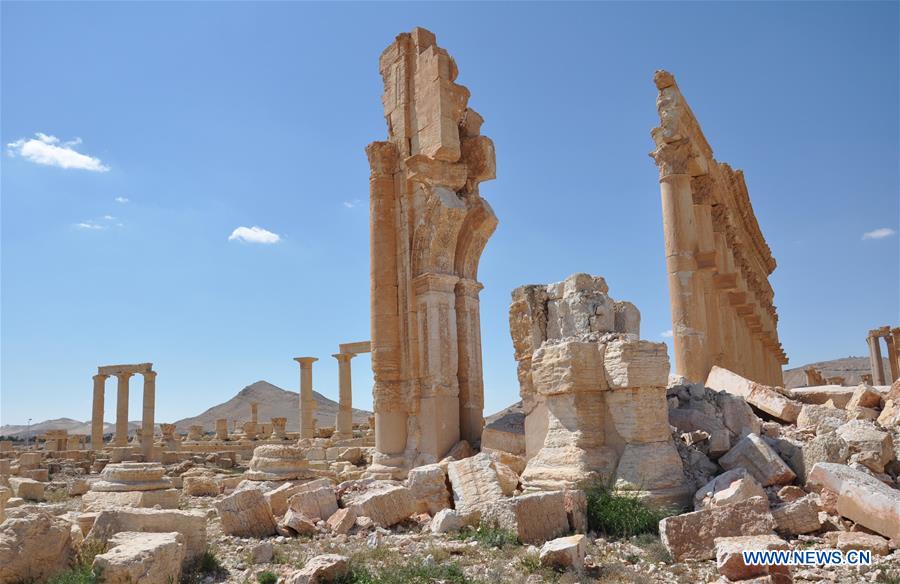 Damaged ancient columns seen in Syria