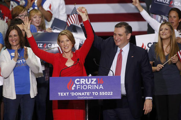 Cruz teams up with Fiorina against Trump in GOP race