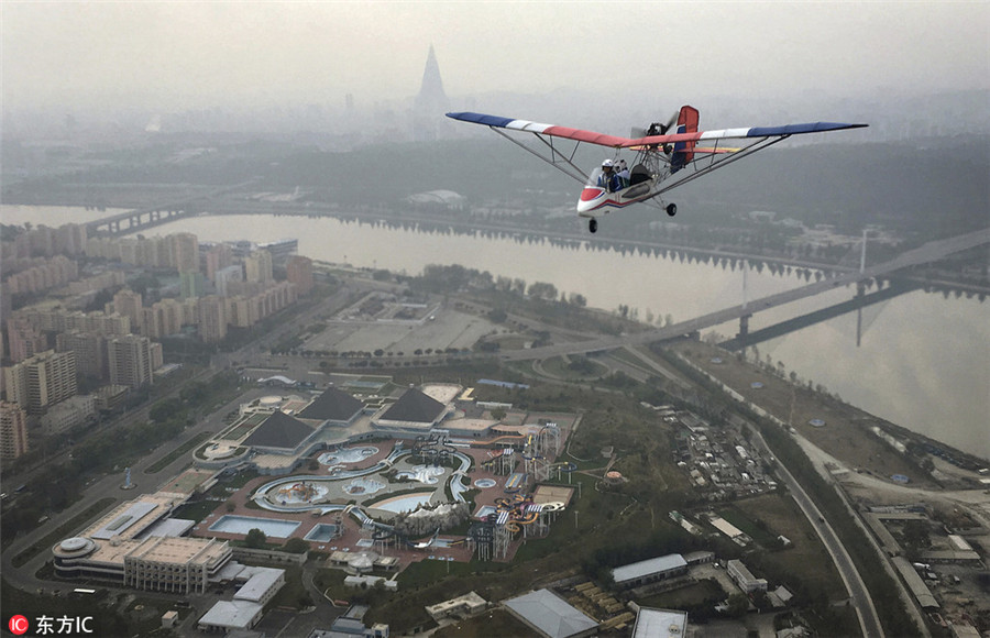 Flying club offers bird's-eye view of Pyongyang