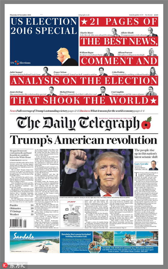 Trump's victory on global front pages
