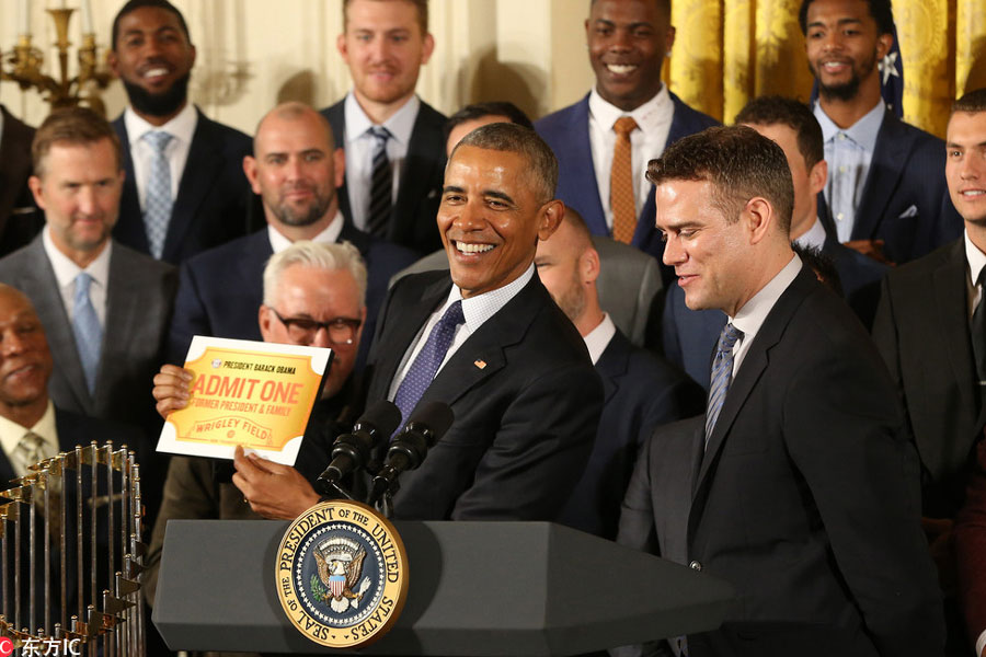 Obama celebrates World Series champion Chicago Cubs