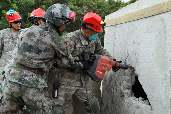 Chinese, US militaries practice disaster relief