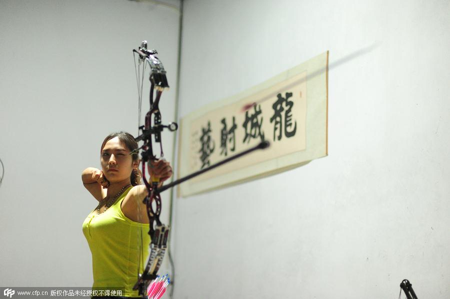 Girl who shoots straight with bow and arrow