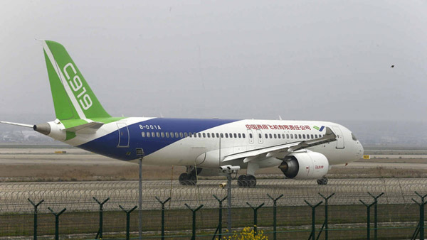 China's self-developed C919 aircraft given first high-speed taxi test