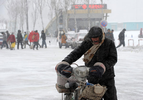 Blizzard hits Shenyang in NE China