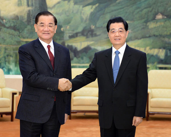 Hu stresses peaceful cross-Straits ties